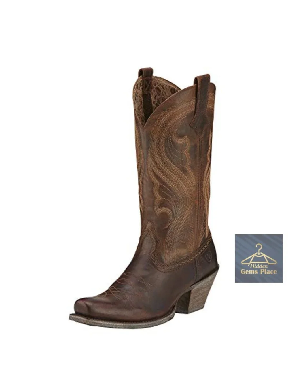 Women's Western Cowboy Boots Full-Grain Leather Square Toe ATS Comfort Pull-On